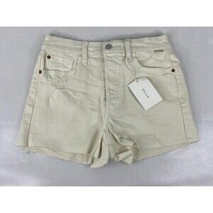 Cello Women Small Denim Shorts Beige High Waist Mom NWT
